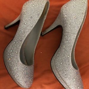 Silver rhinestone shoes